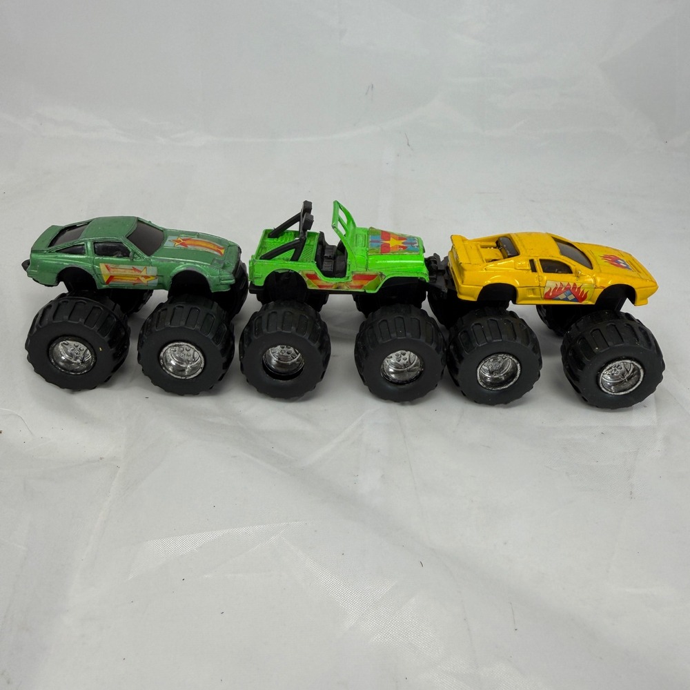 Vintage Soma Monster Truck Lot 1986 1987 Diecast Green Yellow Jeep Sports Cars